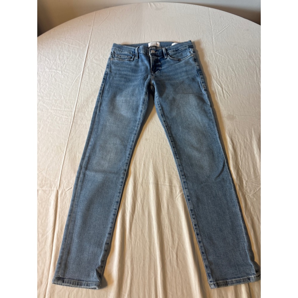 FRAME Le Garcon Slim Boyfriend Jeans Womens 25 Medium Wash Blue Excellent Denim